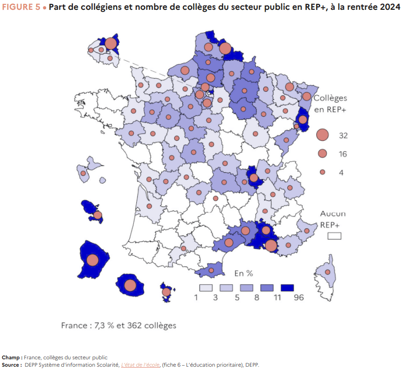 carte des collèges de l'éducation prioritaire